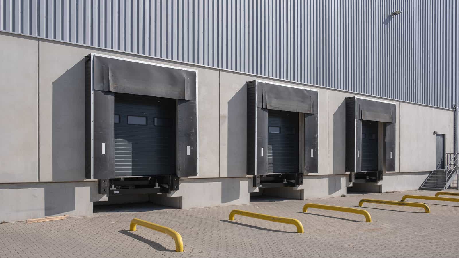 Loading bays with shutter doors at a warehouse unit Loading bays with shutter doors at a warehouse unit